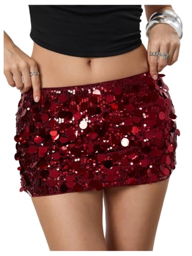 Image of Floerns Women's Sequin Low Waist Mini Skorts Night Out Skirt Shorts