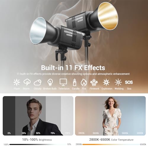 Image of Godox Litemons LE200Bi 220W Bi-Color COB LED Video Light, 57,700Lux@1m, CRI /TLCI 98+, Bowens Mount Continuous Light, APP /DMX Control, Ultra Quiet, 11 FX Effects for Filmmaking, Live Streaming & Studio