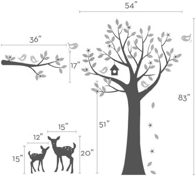 Flower Tree Wall Decal with Birds and Deer - by Simple Shapes®