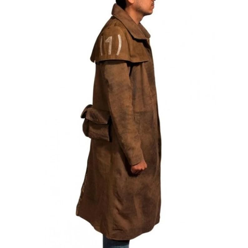 Superlative Men's New Vegas Veteran NCR Ranger A7 Duster Brown Cotton Long Trench Coat3
