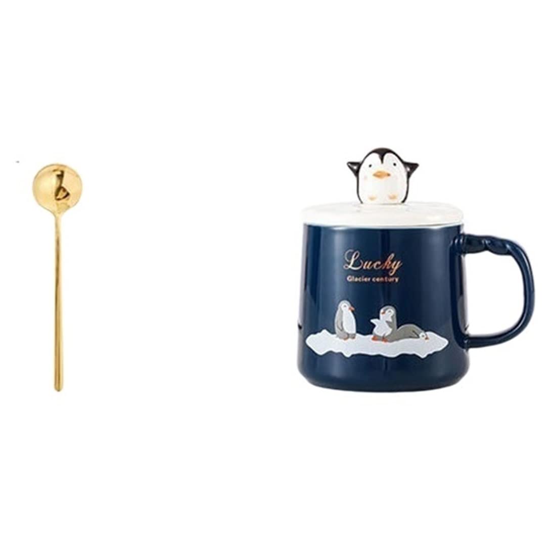 Tazzine da Caffè Fumetto di colore della tazza resistente del pinguinheat con il coperchio della tazza del pinguino del pinguino Tazza da caffè Tazza da bevi del drinkware Regalo dell'ufficio Set di T
