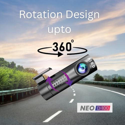 Image of AIRD NEO D100 DashCam Full HD Free 64GB SD Card | 150 Wide Angle| G Sensor | WiFi | Multipurpose Charger with USB & Type C| Supports Upto 128GB Card| Parking Monitoring | Super Night Vision