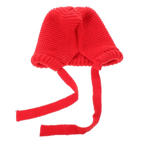 TEMPNAP Sombrero Tejido Decoración Natural Perchas De Vestidor Sombrero De Cono Sombrero De Protección Para Los Oídos Grande Decoración De La Del Bebé Rojo Acrílico