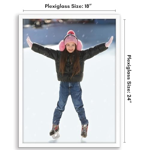 Image of Americanflat 18x24 Poster Frame with Polished Plexiglass - Streamline Collection - Thin Border Picture Frame for Wall Display - Hanging Hardware Included - White