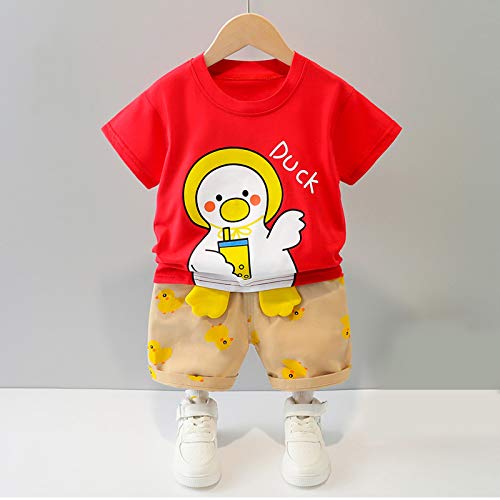 Toddler Baby Boys 2 Piece Outfit Duck Graphic Cute Short Sleeve Shorts 2PCS Set Lightweight Loose Kids Clothes2