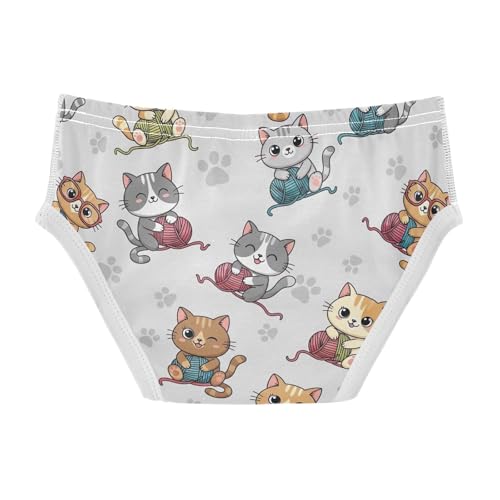 CHIFIGNO Boys Cotton Briefs Breathable Underwear Soft Underwear Briefs for Toddler Boy, Cute Cartoon Cats Grey2