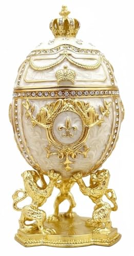 Faberg Egg Pure GOLD decor 4ct Collectors Egg Russian Jewelry Box Faberge Egg Trinket HANDMADE Faberge Box 200 Austrian Crystal Diamonds & Gold Bracelet Womens Jewellery Gift Ideas (Perla FAberge)
