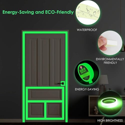 Image of AIPL Glow in The Dark Tape 20MM x 16.40 Feet Green Luminous Phosphorescent Tape for Night Visibility Safety Marking Stairs Steps Walls Theater Stages & Exit Signs