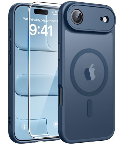 Image of FNTCASE for iPhone Air Case: [Compatible with Magsafe] Translucent Matte Cases with [Full Camera Protection] [Screen Protector] Military Grade Shockproof Protective Phone Cover - Blue