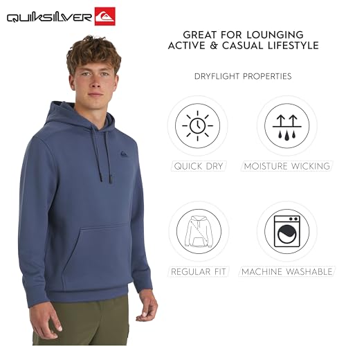 Image of Quiksilver Men's Regular Fit Active Performance Heavyweight Jacquard Mesh and Polar Fleece Pullover Hoodie (S-XL)