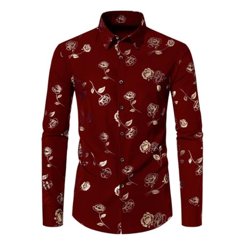 WAIDFU Pflegeleichtes Herrenhemd, Polyester, kurzärmelig, lässig, für den Urlaub, entspricht der Größe, rot, XL WAIDFU Pflegeleichtes Herrenhemd, Polyester, kurzärmelig, lässig, für den Urlaub, entspricht der Größe, rot, XL