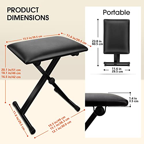 LETSROCK Banc de piano – Banc de clavier rembourré réglable – Tabouret pliable – Siège pliable imperméable et antidérapant – Noir - Les Beatles, Paul McCartney, John Lennon, RIngo Starr, George Harrison LETSROCK Banc de piano - Banc de clavier rembourré réglable - Tabouret pliable - Siège pliable imperméable et antidérapant - Noir – Image 3