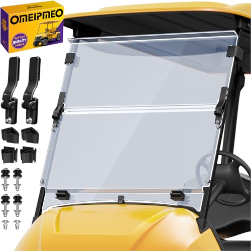 Upgrade Golf Cart Windshield for YAMAHA Drive 2 2017-UP Gas/Electric Models Foldable Golf Cart Windshield with Heavy Duty Hinges Anti-UV&Impact Resistant 5MM Thick PC Material (Clear)