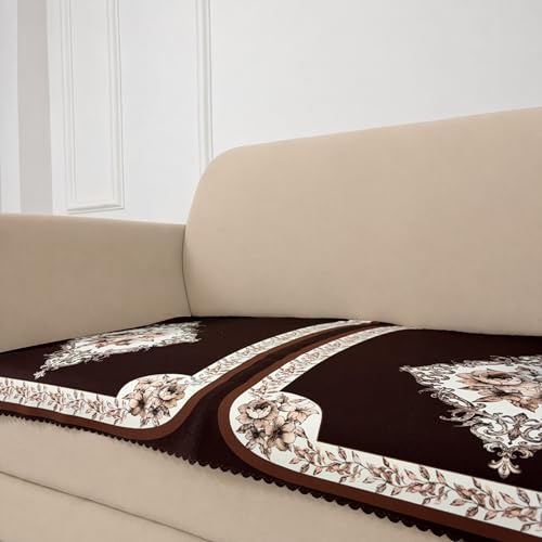 Image of Homerz Premium 'Luxe Series' Holland Velvet Sofa Cover | Smooth Finish | Anti-Skid Fleece Backing | Soft Touch Couch Protector for Living Room (Coffee, 2 Seater, Only Seat Cover)