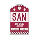 SAN San Diego California Luggage Tag Sticker/Airport Code Baggage Decal/Collectible Travel Decor/Vintage Inspired Design (Maroon)