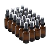 The Bottle Depot - 24 Pack - 1 oz Glass Spray Bottle - Clear Amber - 20-400 Neck Finish - Boston Round Bottles - UV Rays Protection