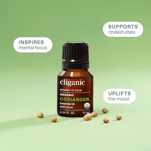 Image of Cliganic Organic Coriander Seed Essential Oil, 100% Pure Natural for Aromatherapy | Non-GMO Verified