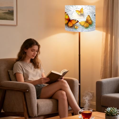 Image of Nuxovilar Lamp Shades Set of 2, 13 inch Top x 13 inch Bottom x 10 inch High (Spider) | Small lamp shades colorful butterfly design kids room bedroom studio art inspired nook covers (Butterfly)