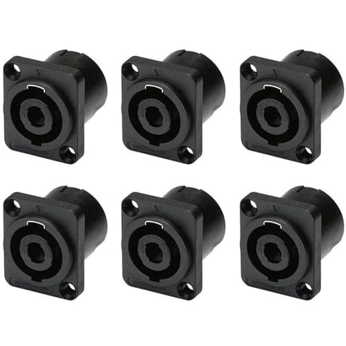 Greluma 6 pcs 4 pôles connecteur de prise à montage sur panneau speakon,haut-parleur audio femelle à 4 broches ronde jack adaptateur de verrouillage par torsion pour...