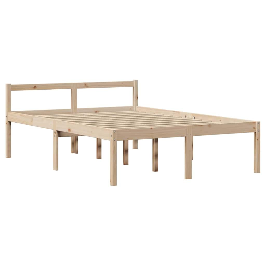 Massives Kiefernholz Seniorengerechte Einstiegshöhe Bettgestell Braun | Seniorenbett Massivholz Kiefer mit Kopfteil und Fußteil ohne Matratze 160x200 cm, 44 cm Einstiegshöhe, Komforthöhe mit