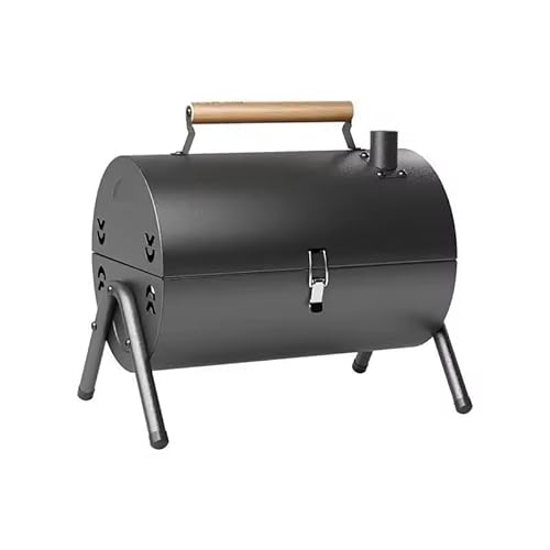 Barbacoa Portátil estilo Ahumador, Fabricada en Hierro, Resistencia a la Corrosión y Durabilidad, Ventilaciones Laterales, cuenta con 4 Patas Estables, Tapa con Cierre, Ideal para Actividades Outdoor