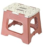 Vigar - Taburete Plegable - Modelo Compact - 32 cm de Altura - Con 80% Plástico Reciclado - Cocina, Baño y Camping - Escalón Peldaño Infantil - Salmón