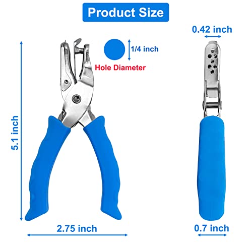 Single Hole Punch 1/4” Paper Hole Puncher for Crafts, One Hole Puncher with Blue Soft Grip Handle for Kids and Adults, Handheld Circle Punch for Paper Crafts in Home, Office, Classroom - Image 2