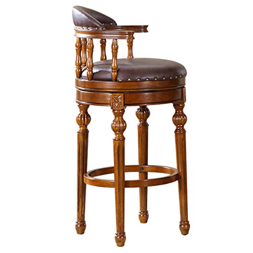 Taburete giratorio con respaldo, tapizado de cuero de primera calidad para sala de estar, solución de asiento elegante y cómoda