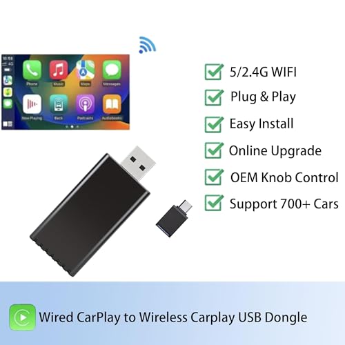 Adaptador Dongle USB sem fio CarPlay mais rápido e compacto de fábrica com fio CarPlay Carros USB-A