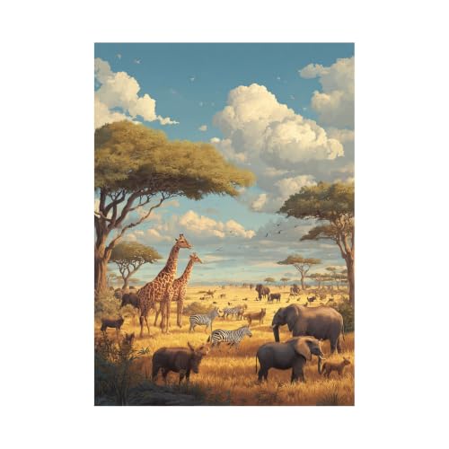 Toile animaux sauvages de la savane pour décoration murale de salon et chambre 70x100cm