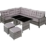 UNA ELECCIÓN PERFECTA: Dale un toque más fresco y moderno a tu salón con el elegante conjunto de ratán Barletta de tectake.
