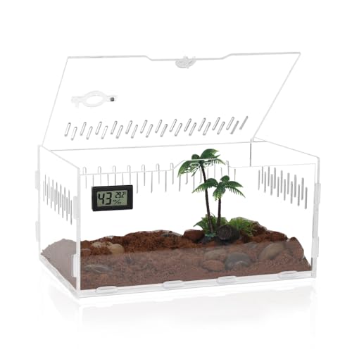 YUEHUA Acryl Terrarium Reptile Fütterungsbox Transparent Transport Box Reptilien-Zuchtbox für Eidechsen, Spinnen, Hornfrösche und Käfer (30 x 20 x 15cm)