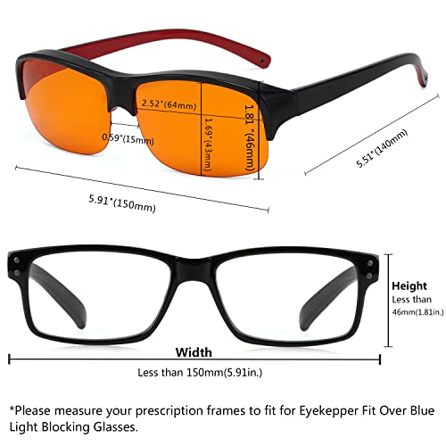 Image of Eyekepper 100% Anti-Blue Light Blocking Fitover Glasses Wear Over Computer Glasses With Amber Lens