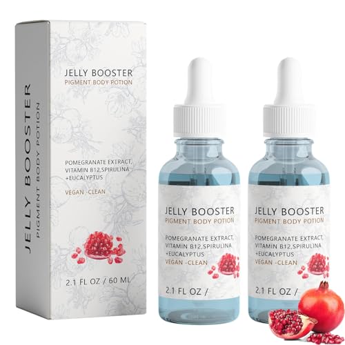 Poción del cuerpo del pigmento de refuerzo de gelatina, suero de extracción de cicatriz de absorción rápida con extractos de granada y vitamina B12, promueve el colágeno, mejora las (2PCS)