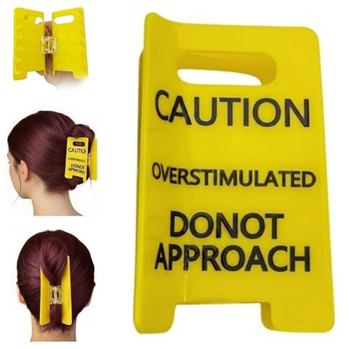 Mollette per Capelli Antistress con Segnale di Avviso Divertente e Giallo, Clip Capelli a Molla con Simbolo di Pericolo per Donna, Ideale per Capelli Spessi o Sottili, Anti-Slip Moda Accessorio