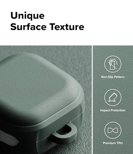 Image of Ringke Onyx Magnetic for Samsung Galaxy Buds 4 Pro / 4 Case with Carabiner [Compatible with MagSafe] Non-Slip Anti-Fingerprint Texture, Shockproof Protective Cover - Sage Green