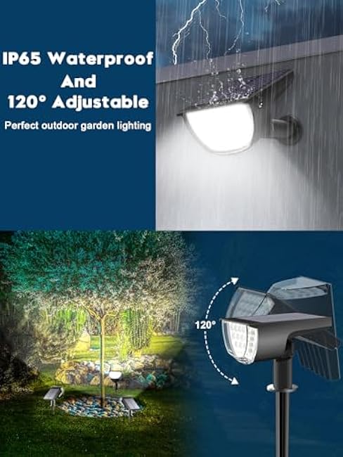 Solar Spot Lights Outdoor Solar Lights Outdoor Waterproof IP65 Solar Powered Outdoor Lights, Solar Landscape Spotlights Outdoor Solar Lights (White, 4 Packs)