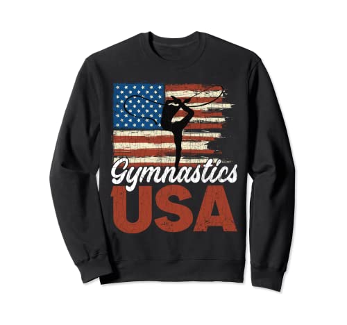 Gimnasia Bandera de Estados Unidos Divertida Gimnasta Gráfico de gimnasia Sudadera
