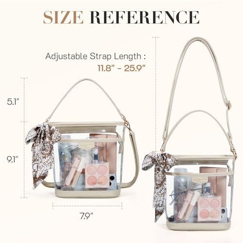 Image of Missnine Clear Bag for Stadium Approved, Clear Crossbody Bucket Bag Transparent PVC Purse for Women, Concert Stadium Events