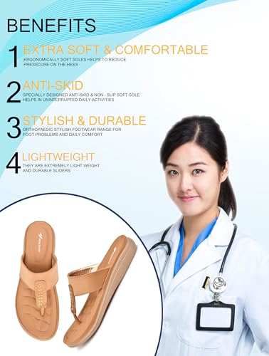 Image of HEALTH FIT EXTRA SOFT Women's Comfortable Memory Foam Doctor Slippers /Flip-Flops|Fashionable Casual & Stylish|Lightweight & Breathable|Outdoor Synthetic Casual Chappals Sandals Ladies & Girls HF23