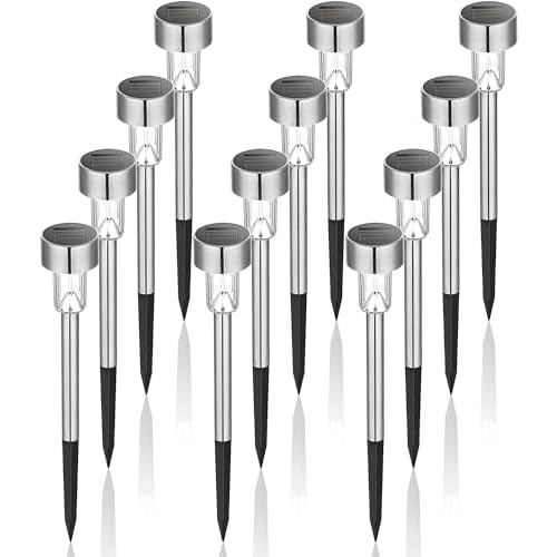 GIGALUMI Outdoor Waterproof Solar Garden Lights, 12 Pack Cold White