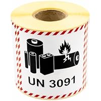 MD Labels 500 pegatinas de transporte UN 3091 para baterías de