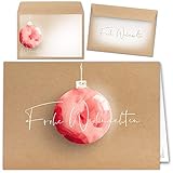 beriluDesign Weihnachtskarten mit Umschlägen (15er Set) - Klappkarten mit Weihnachtskugel-Motiv für die schönsten Weihnachtsgrüße - Frohe Weihnachten