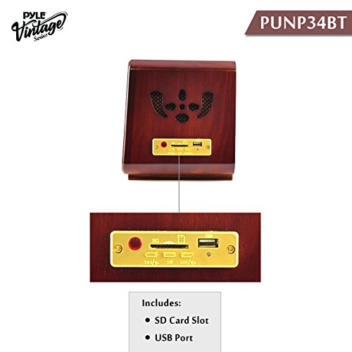 Pyle Retro Wireless Bluetooth Radio Speaker - Classic Vintage Style Audio Sound Receiver System W/Built-In Stereo Speakers, Usb, Sd Card Slot, Aux, Rca, Mp3, Am/Fm Tuner - Pyle Punp34Bt #TOP1