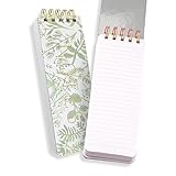 WORLD TRAVELER Eccolo Tall Spiral Memo Pad, 300 Pages, 150 Sheets, Double Spiral Binding, Office Essentials for Work, List Notepad for Students, Class and Shopping, Botanicals (Green, 3x8.5 inches)