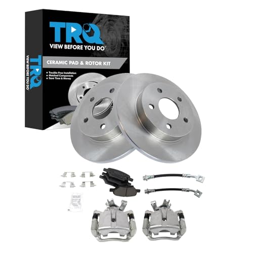 Image of TRQ Rear Brake Pad & Rotor Kit Ceramic Compatible with 2005-2008 Chevrolet Cobalt 2008-2010 HHR 2007-2009 Pontiac G5 2004-2007 Saturn Ion