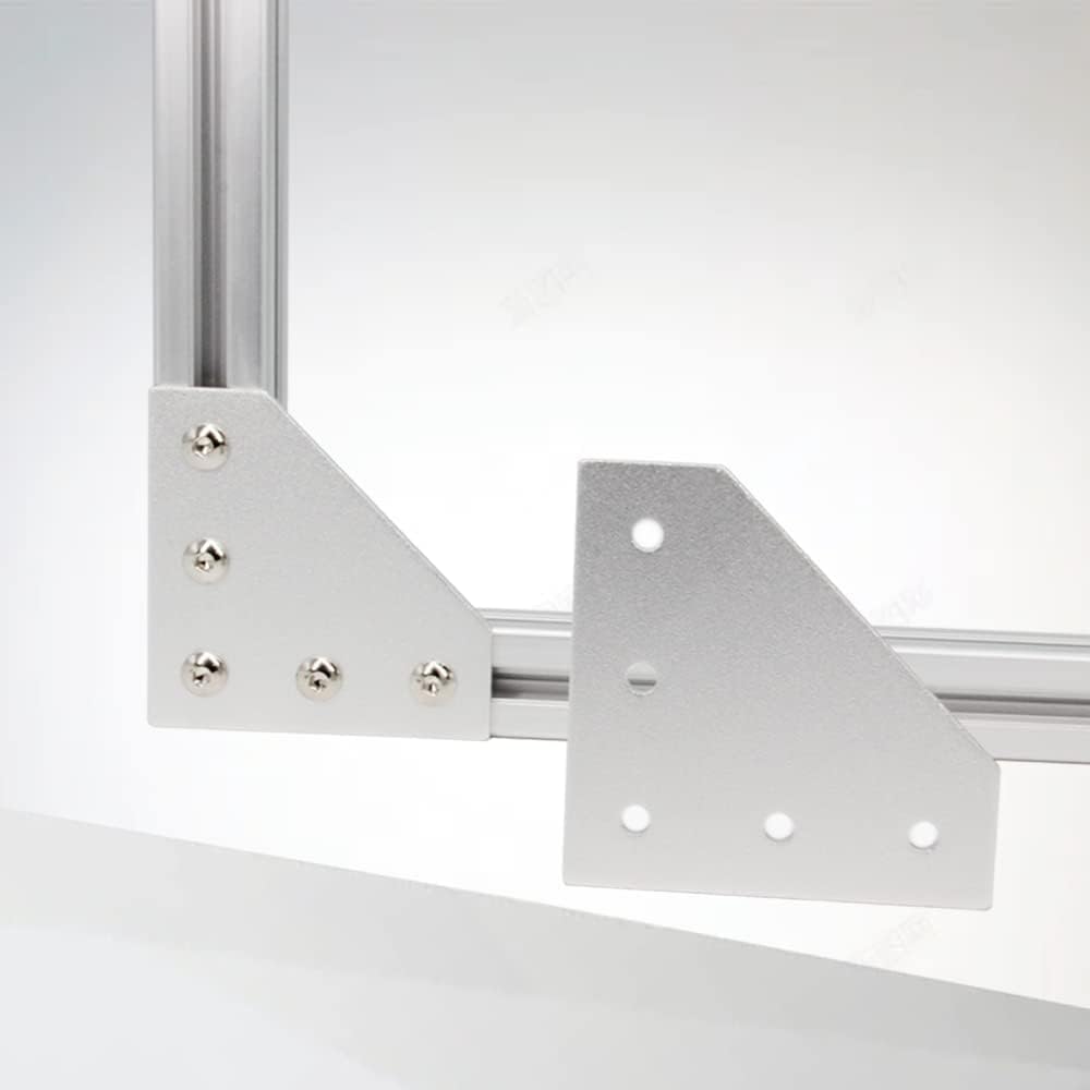 Corner Bracket Plate Aluminum Alloy 60mm x 60mmx 4mm(LxWxT) with 5-Hole Tee Outside Joining Plate for 3D Printer Parts 2020 Aluminum Profile Corner Bracket Plate Silver 5pcs