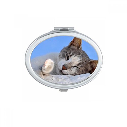 Miroir de poche ovale mignon avec motif chat de DIYthinker pour retouches