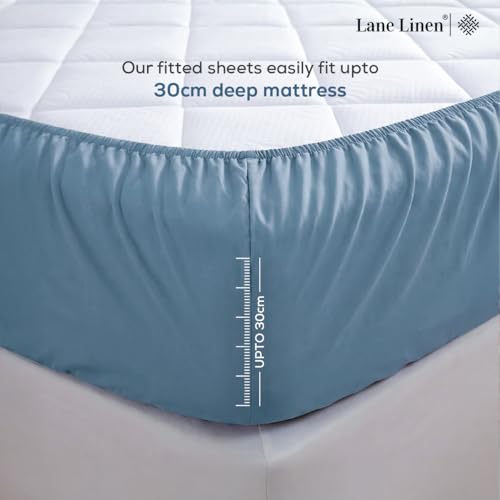 Image of LANE LINEN 100% Cotton Super King Elastic Fitted Bedsheet with 2 Pillow Cases | Damask Stripe 3pc Bedding Set- 1.83M x 1.98M + 30cm Deep Pocket | Breathable Fabric | Oeko-TEX Certified - Silver