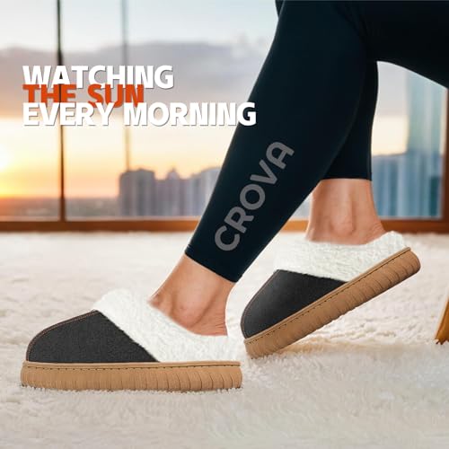 CROVA Slippers For Women Indoor and Outdoor Fuzzy House Slippers Memory Foam Warm for Home Womans Size2